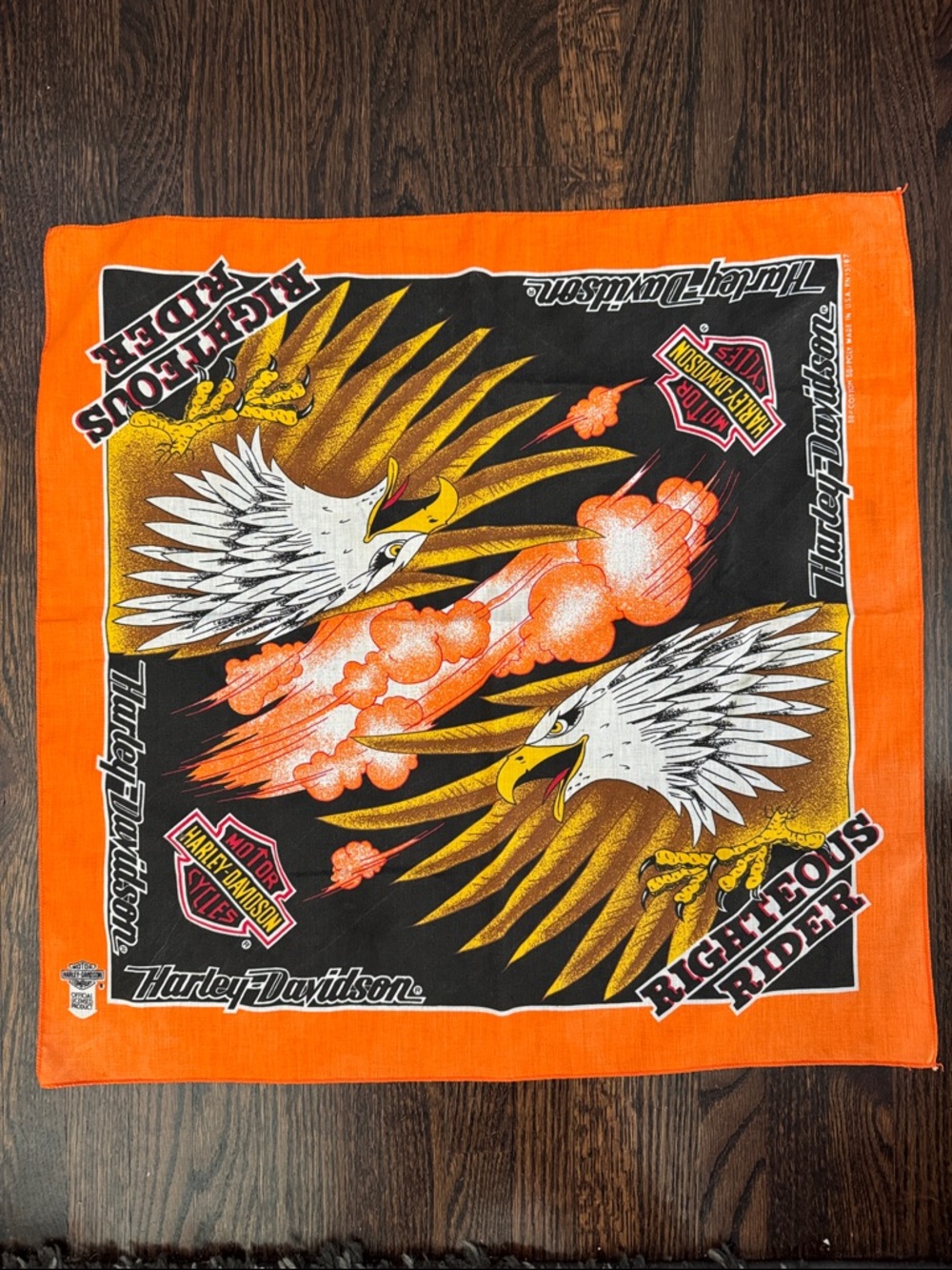 Harley-Davidson Black and Orange Eagle Bandana